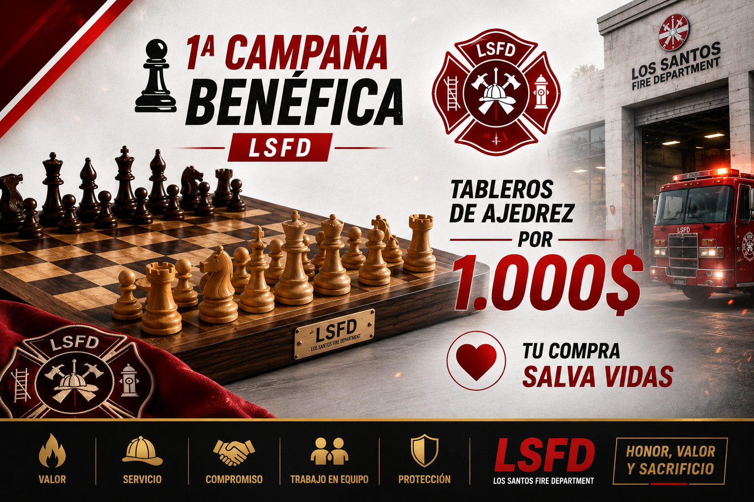 1ª Campaña Benéfica LSFD — tableros de ajedrez por 1.000$